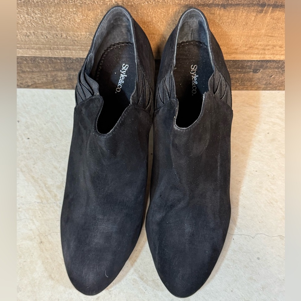 Style & Co Black Suede Like Heeled Boots Arianah … - image 4